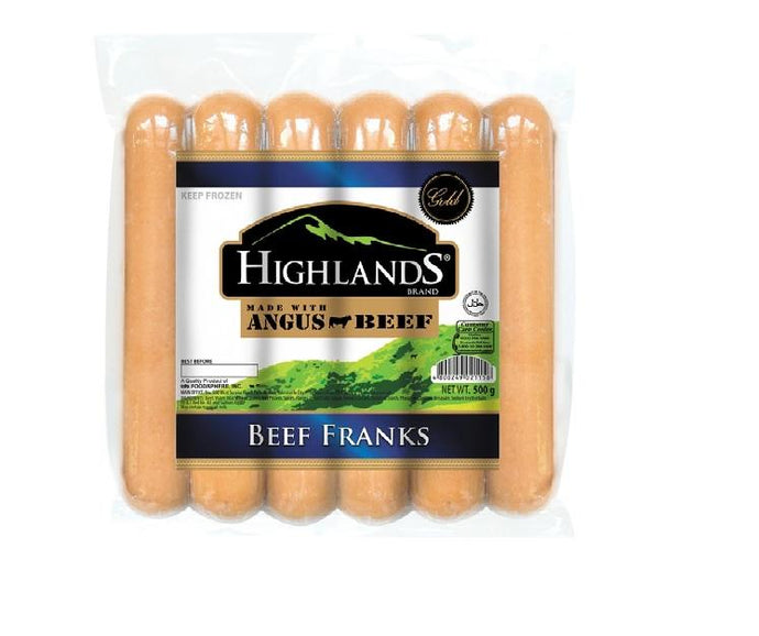 Highlands gold Beef Franks 500g