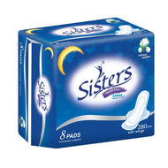 Sisters Silk Floss Pads Night Use W/ Wings 8S